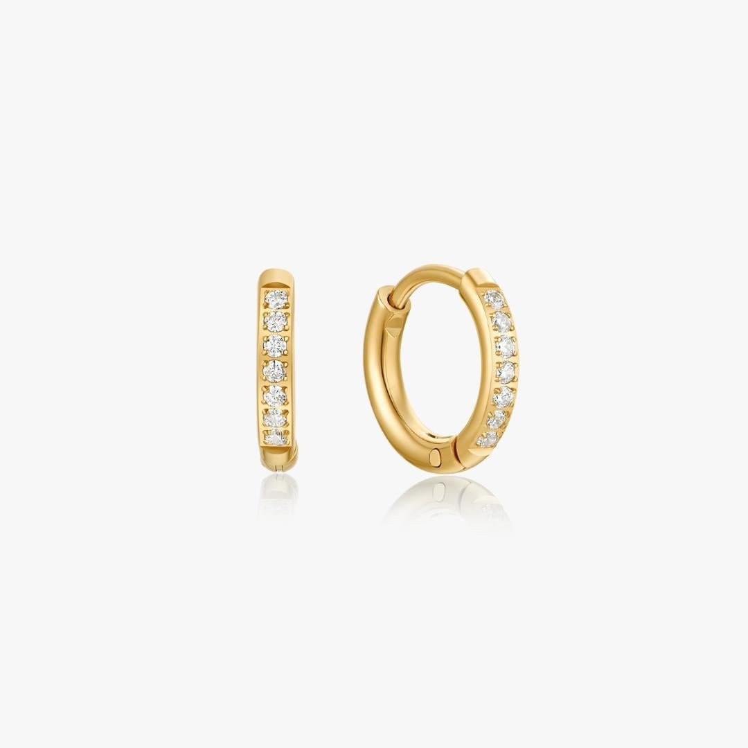 Crystal Huggie Gold Hoops - Flaire & Co.
