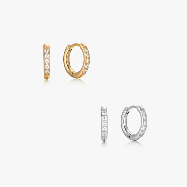 Crystal Huggie Gold Hoops - Flaire & Co.