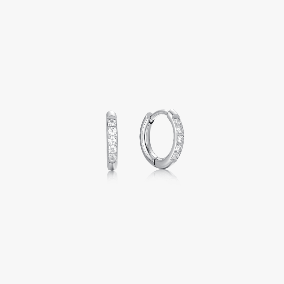 Crystal Huggie Gold Hoops - Flaire & Co.