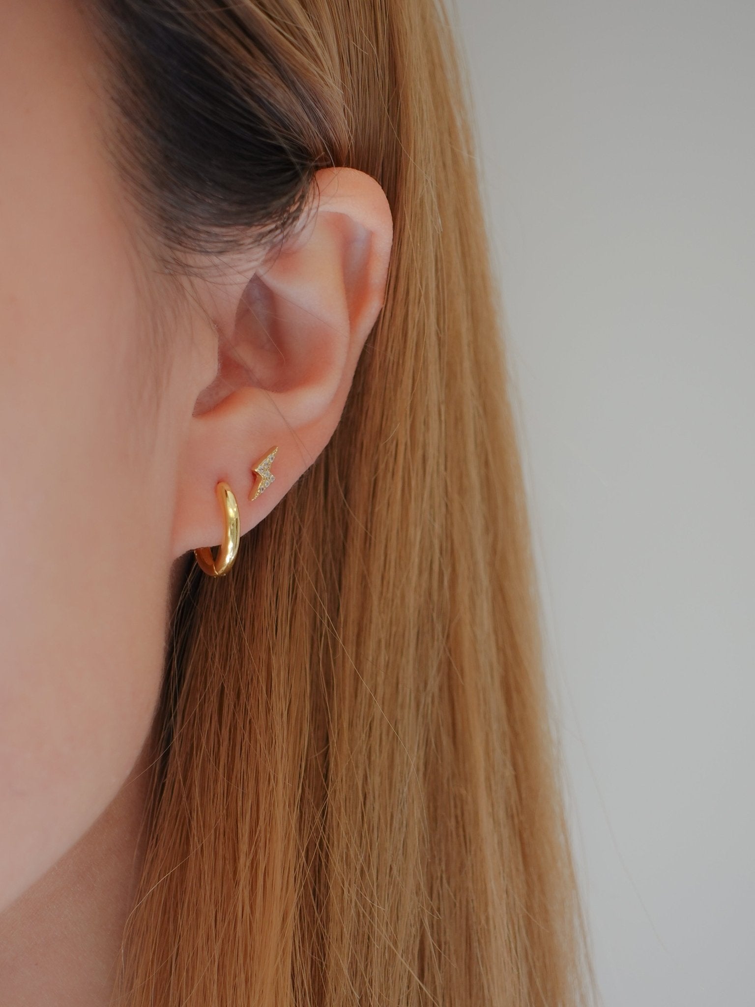 Crystal Lightning Bolt Sterling Studs in Gold - Flaire & Co.