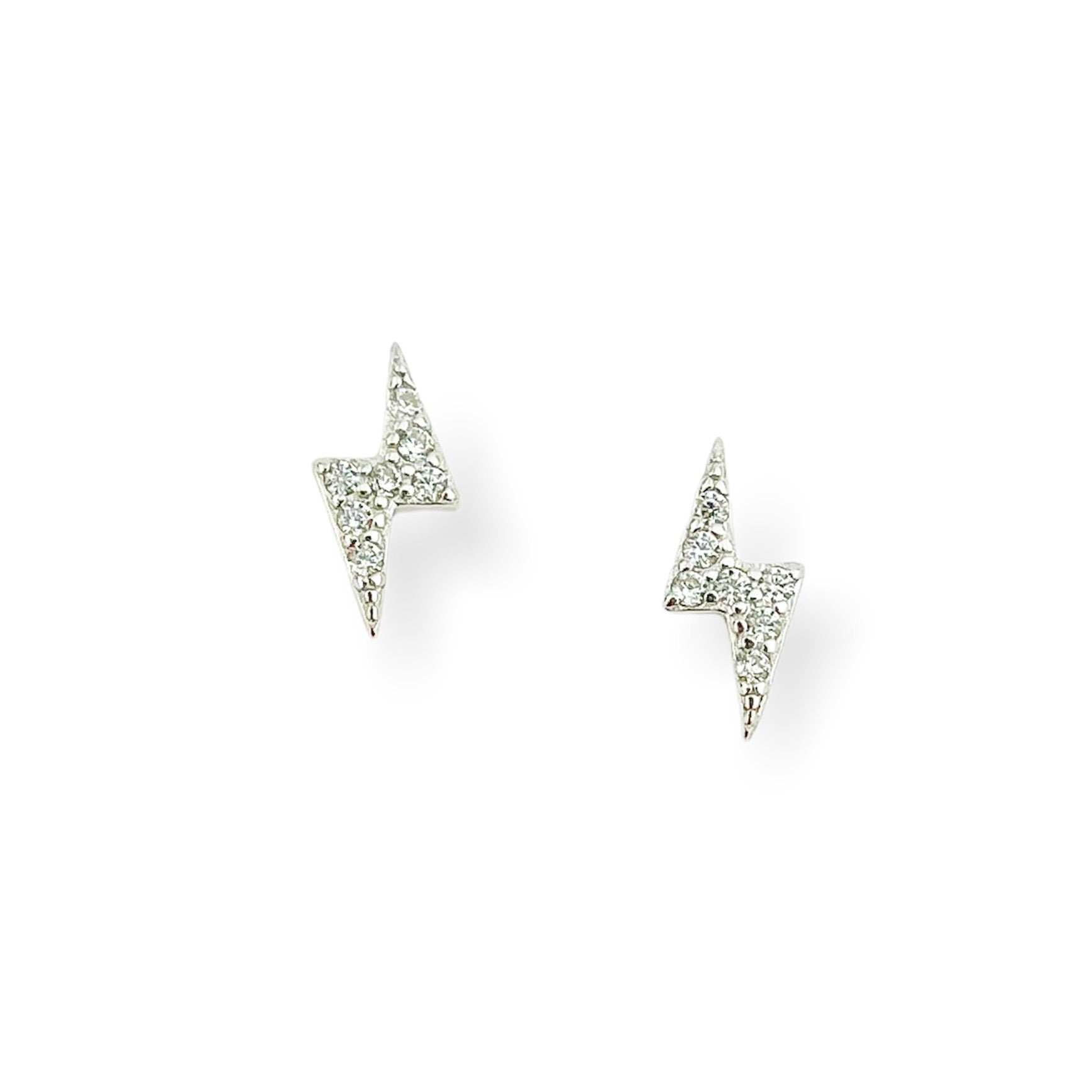 Crystal Lightning Bolt Sterling Studs in Silver - Flaire & Co.