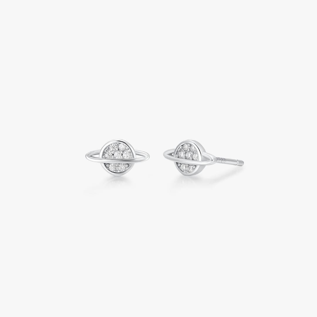Crystal Saturn Stud in Silver - Flaire & Co.