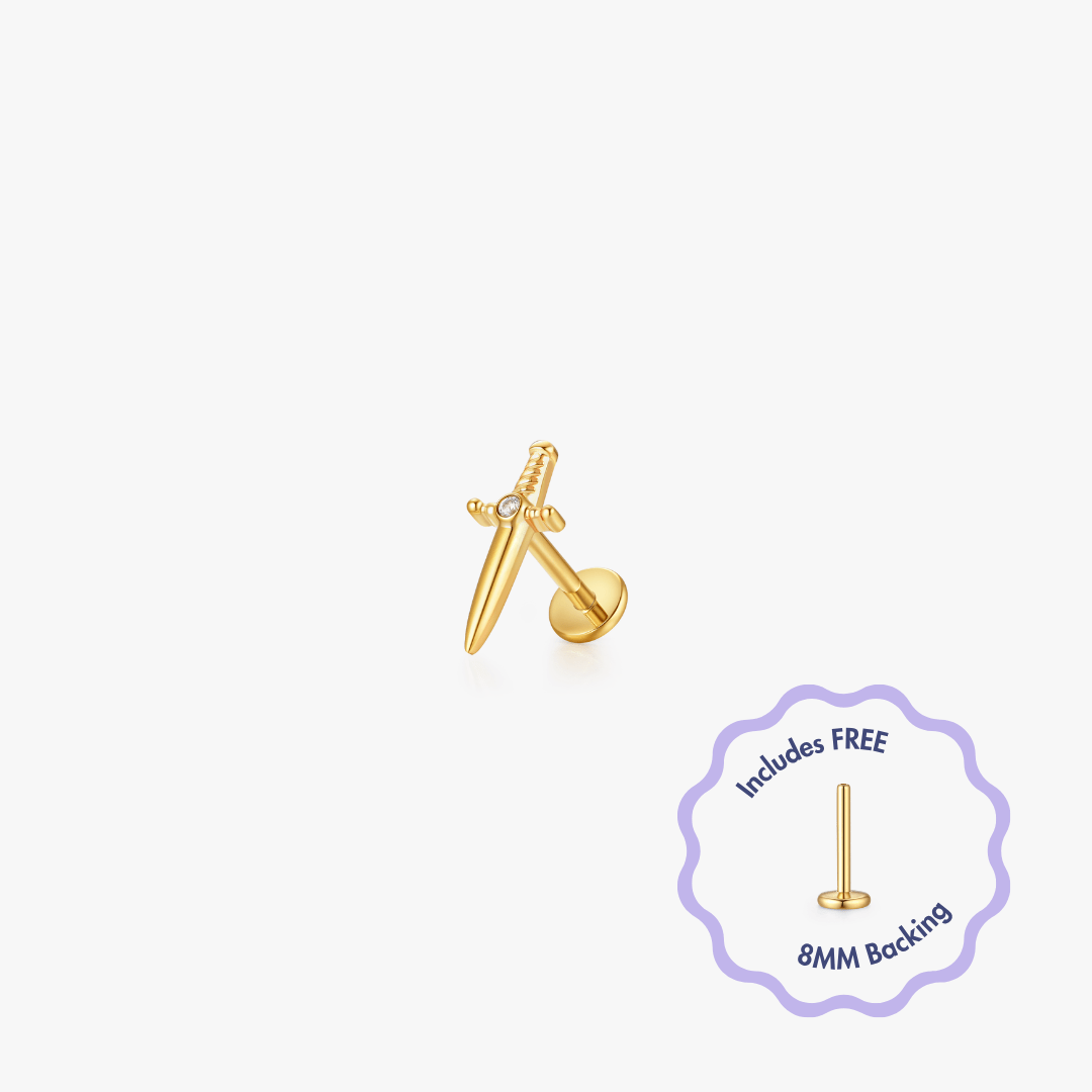 Dagger Titanium Flat Back Stud (Single) - Flaire & Co.