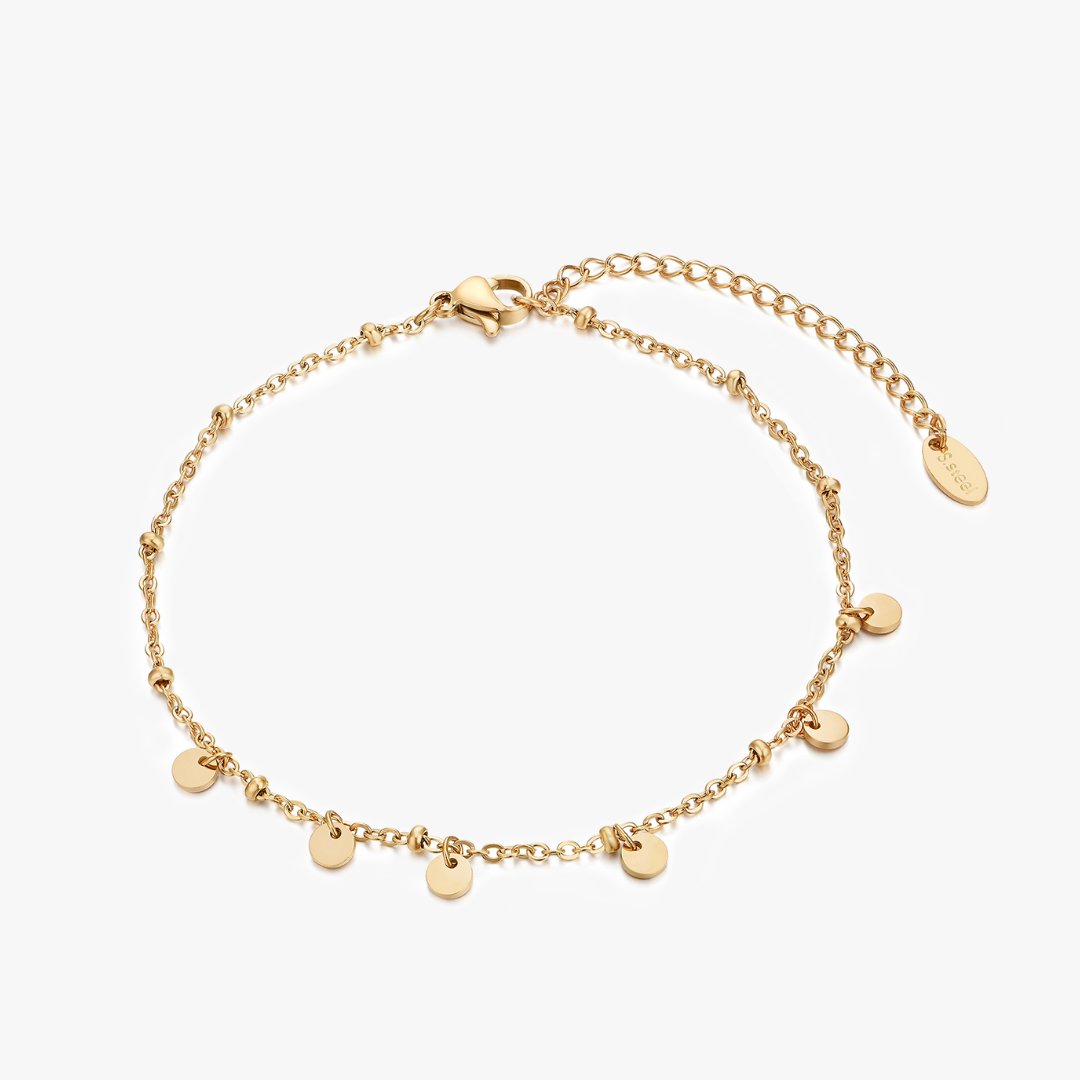 Dangling Disks Anklet Gold - Flaire & Co.