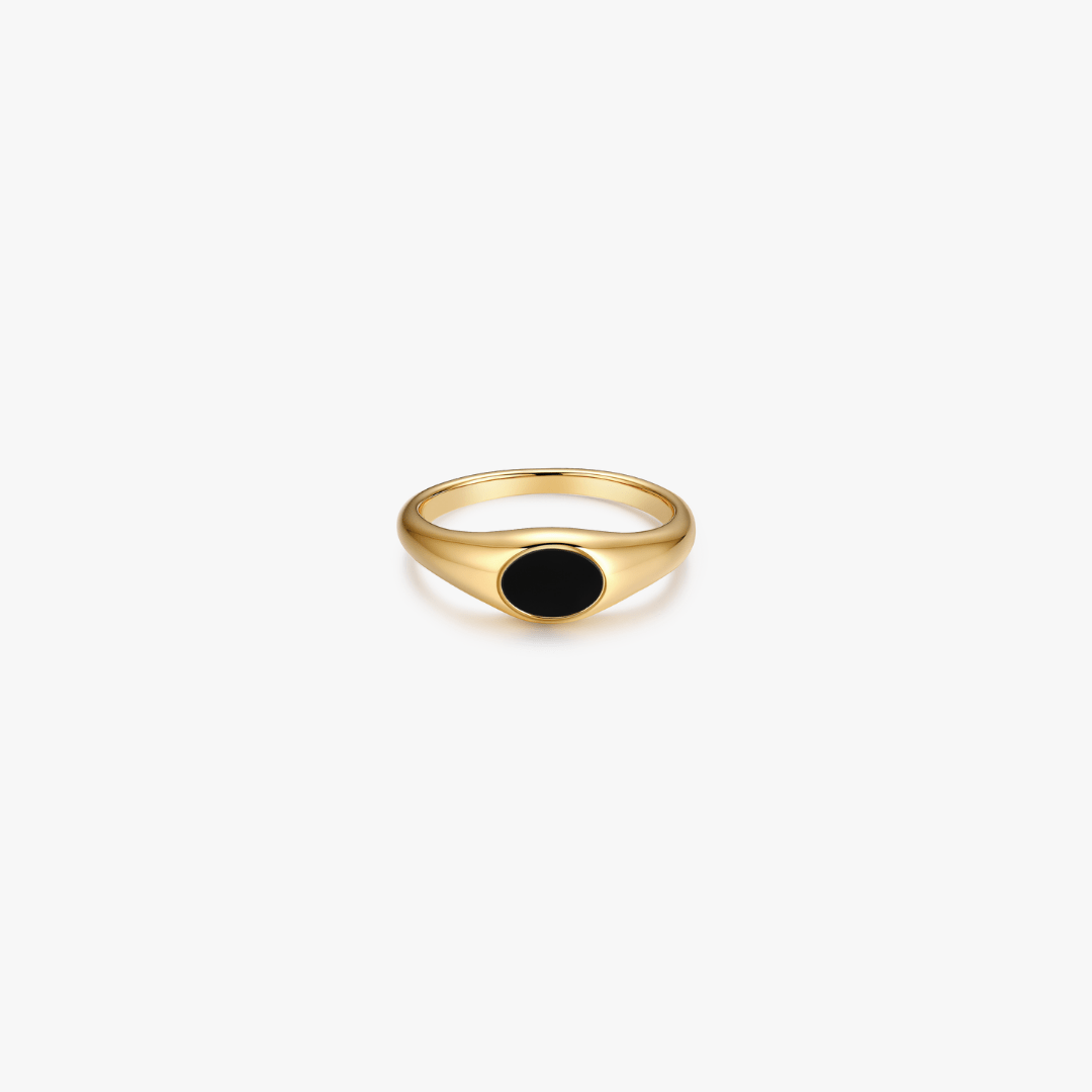 Denise Black Agate Signet Ring - Flaire & Co.