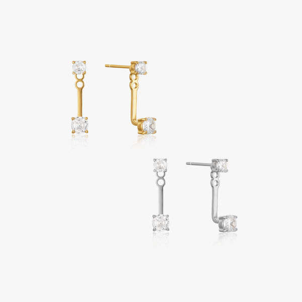 Double Gem Huggie Earrings - Flaire & Co.