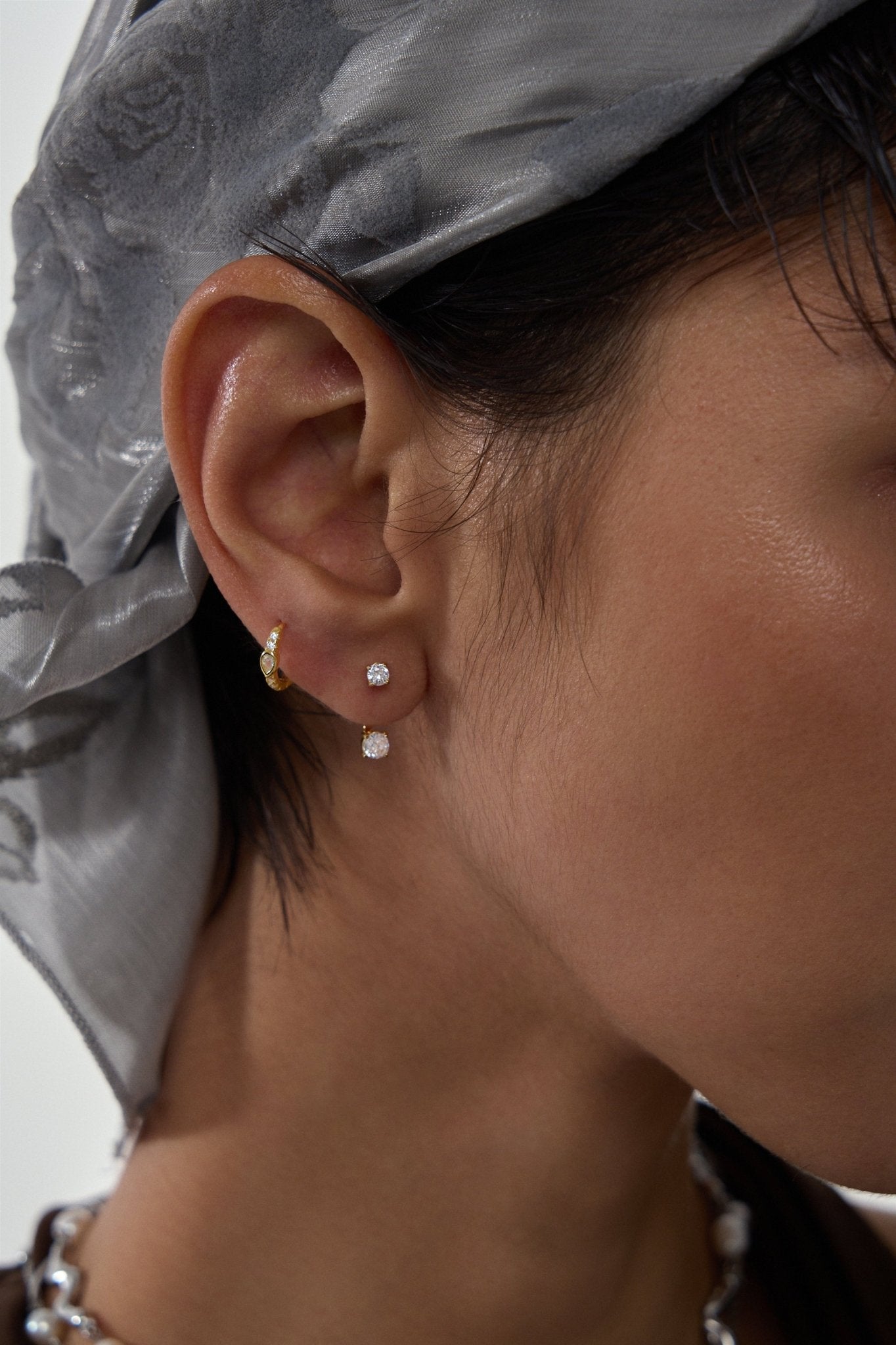 Double Gem Huggie Earrings - Flaire & Co.