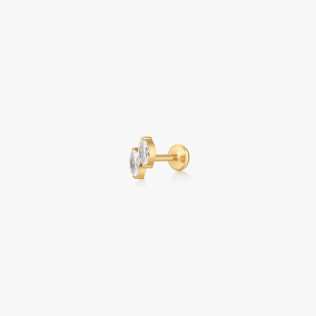 Duo Gem Titanium Flat Back Stud (Single) - Flaire & Co.