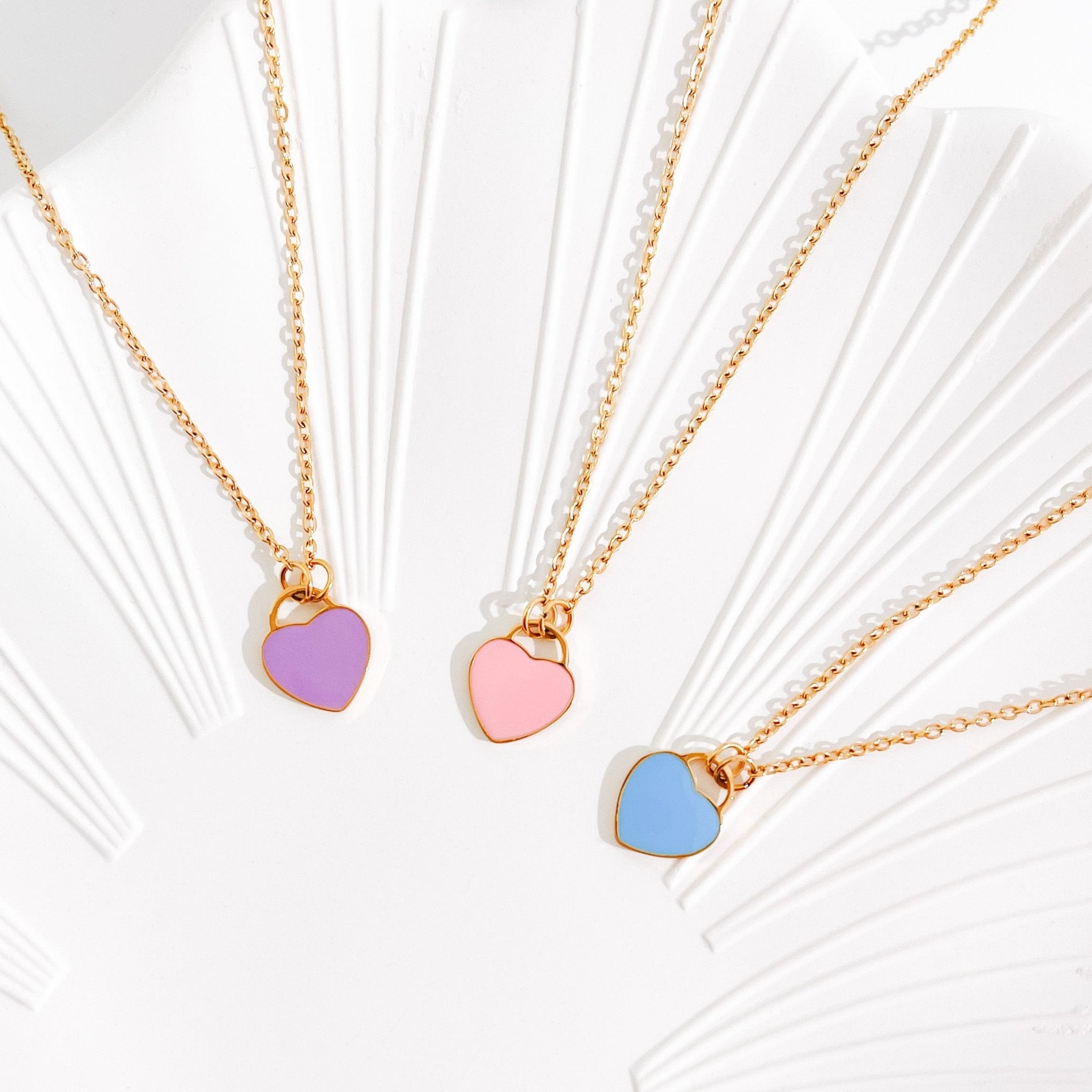 Enamel Heart Necklaces in Gold (Not A Set) - Flaire & Co.