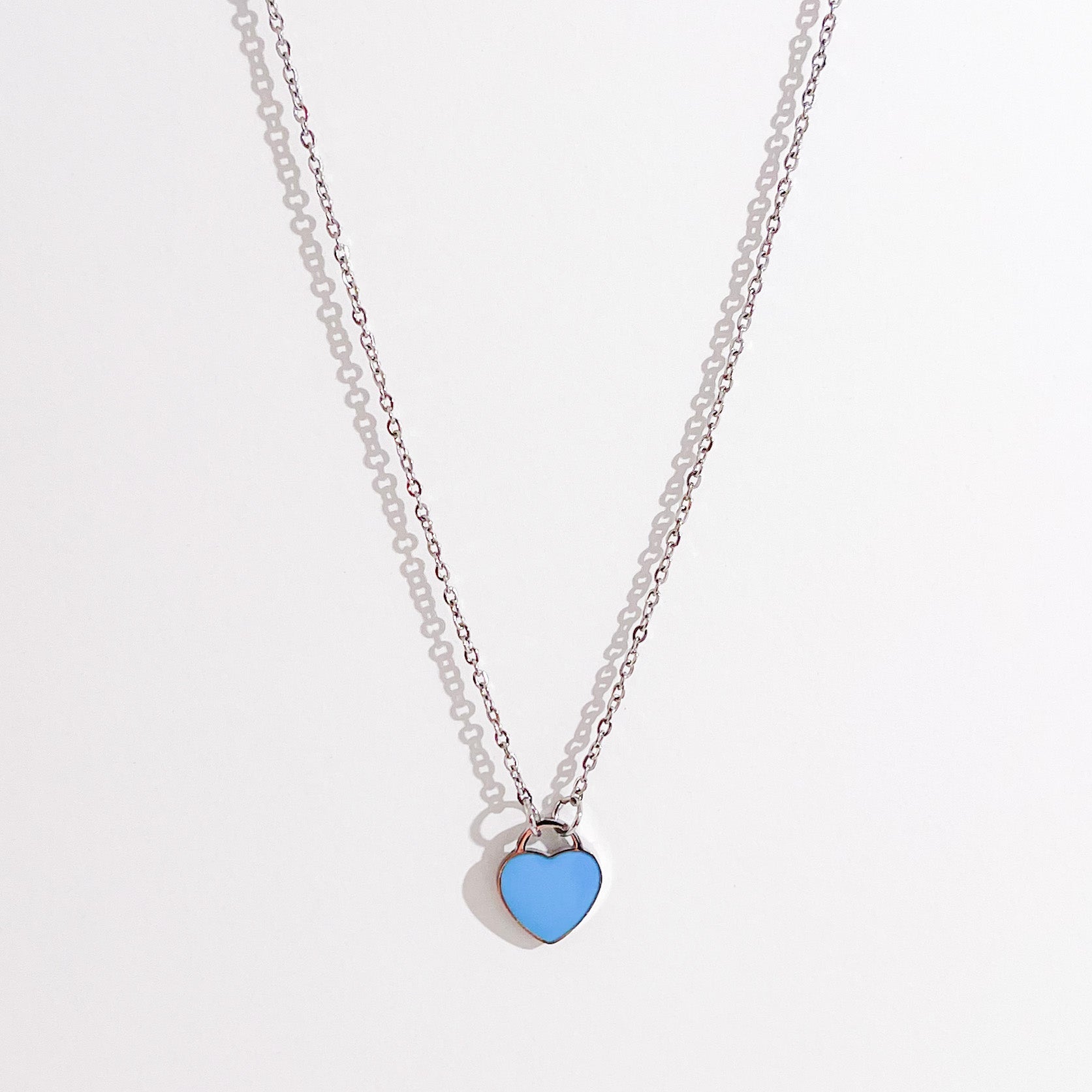 Enamel Heart Necklaces in Silver (Not A Set) - Flaire & Co.