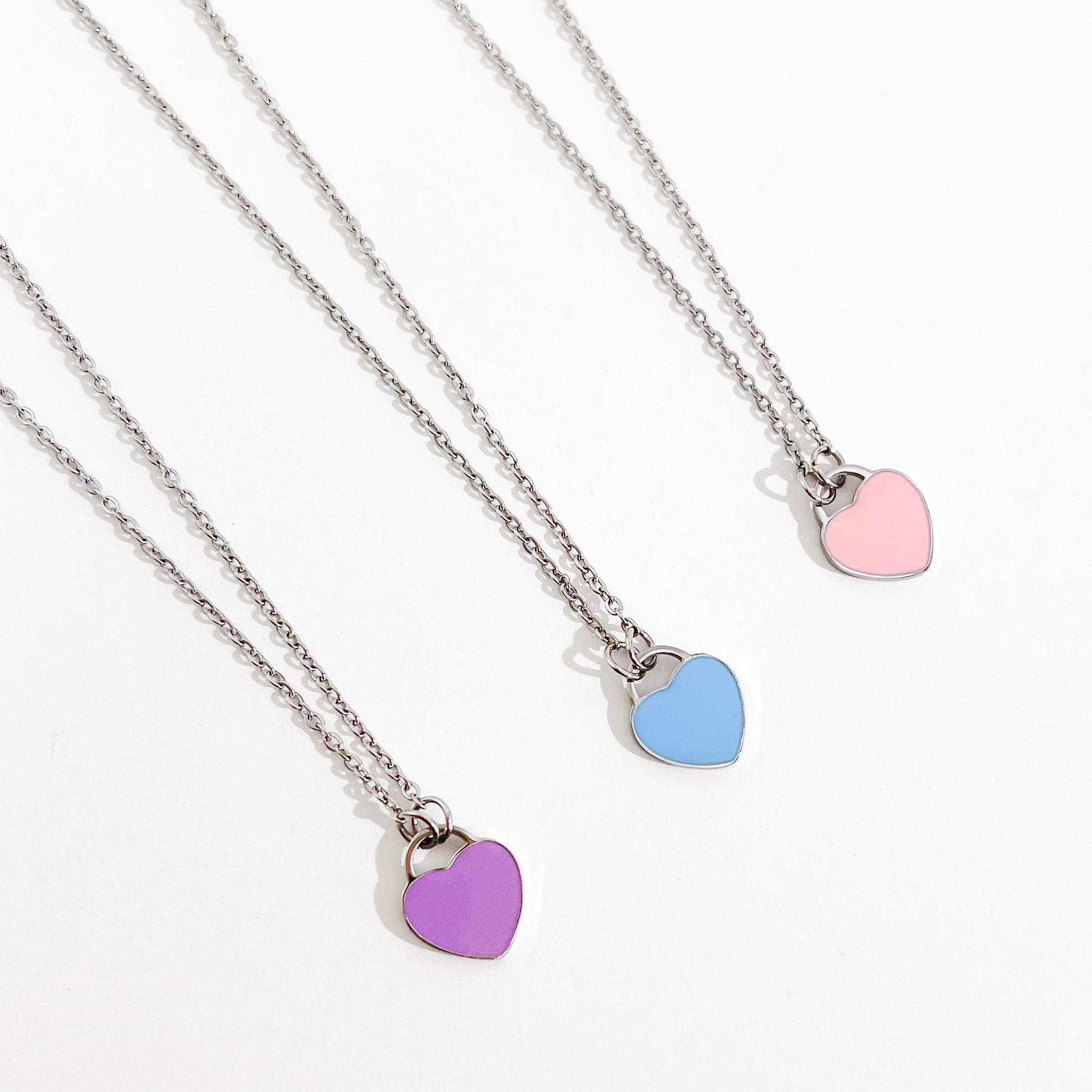 Enamel Heart Necklaces in Silver (Not A Set) - Flaire & Co.