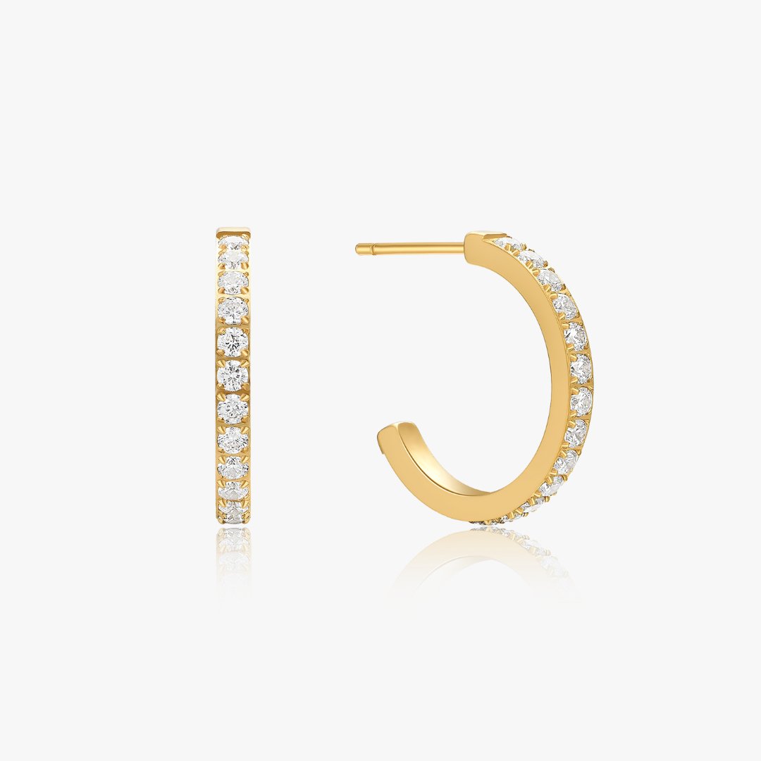 Everyday Medium CZ Hoops in Gold - Flaire & Co.