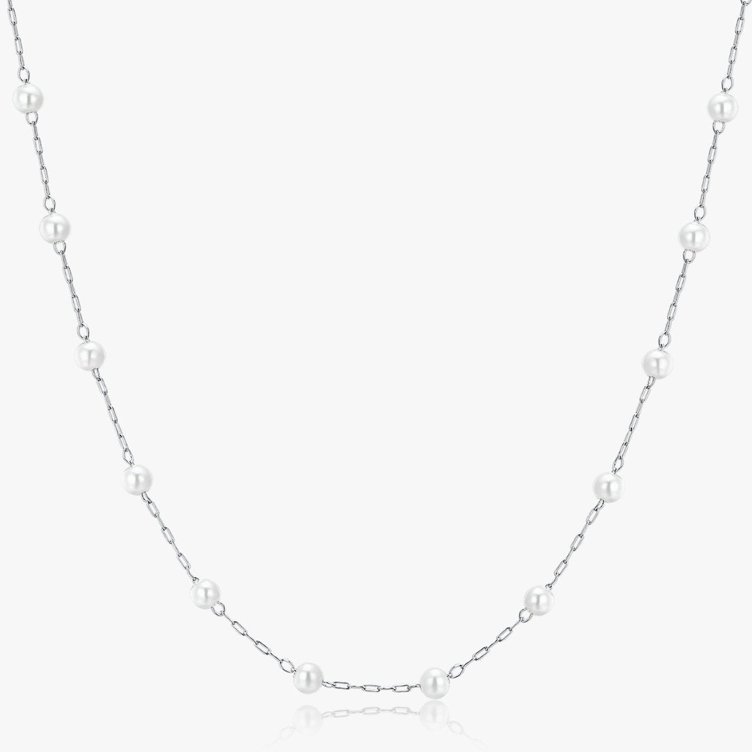 Faux Pearl Choker Necklace in Silver - Flaire & Co.
