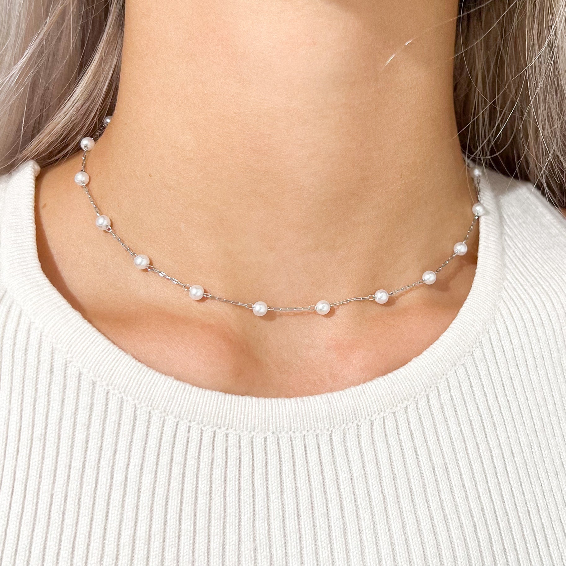 Faux Pearl Choker Necklace - Flaire & Co.