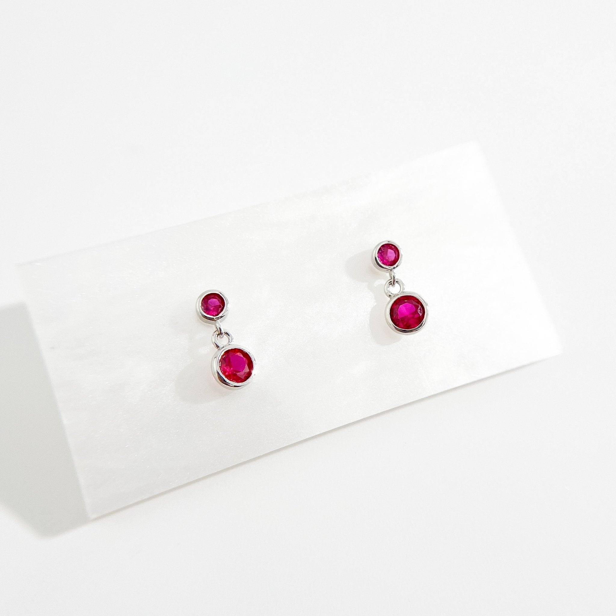 Fuchsia Dangle Sterling Earrings in Silver - Flaire & Co.