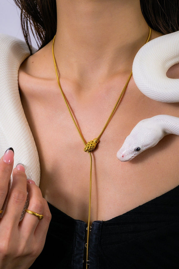 Geometric Snake Lariat Necklace - Flaire & Co.