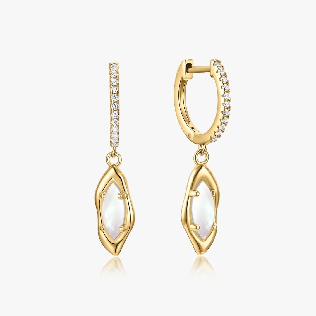 Gold Ava Mother of Pearl Earrings - Flaire & Co.