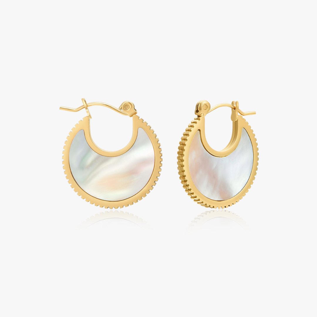 Gold Mother of Pearl Hoop Earrings - Flaire & Co.