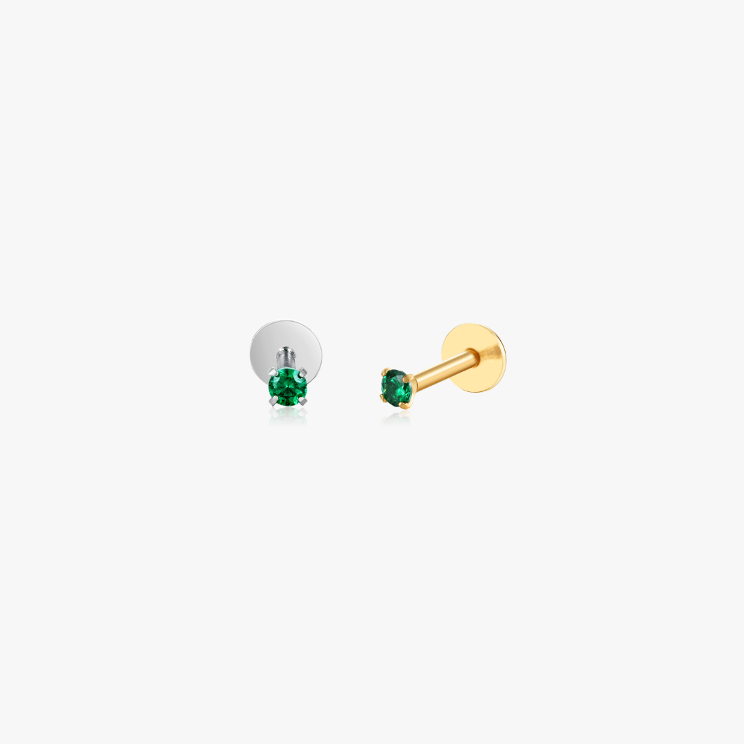 Green 2mm CZ Titanium Flat Back Stud (Single) - Flaire & Co.