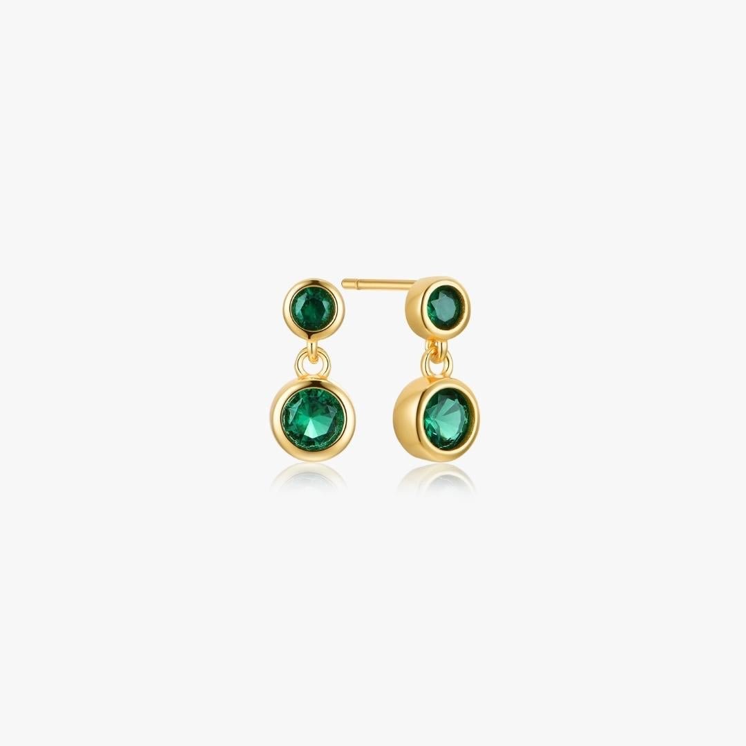 Green Dangle Sterling Earrings in Gold | Flaire & Co.