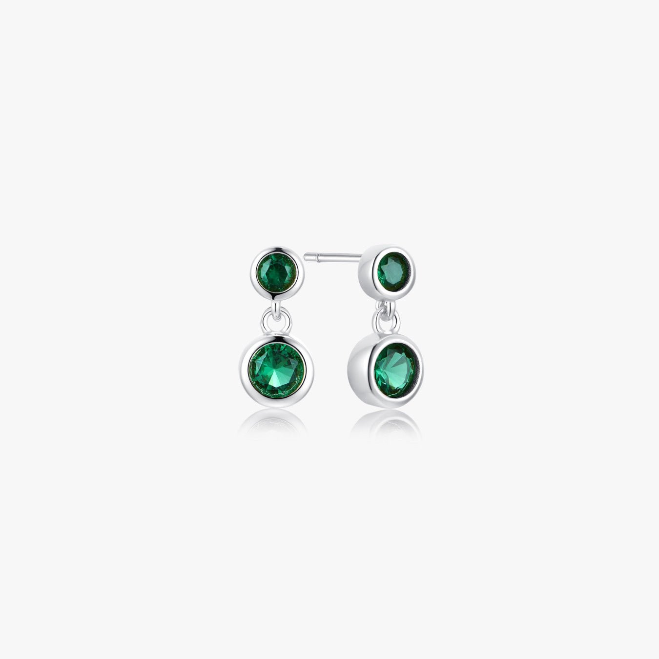 Green Dangle Sterling Earrings in Silver - Flaire & Co.