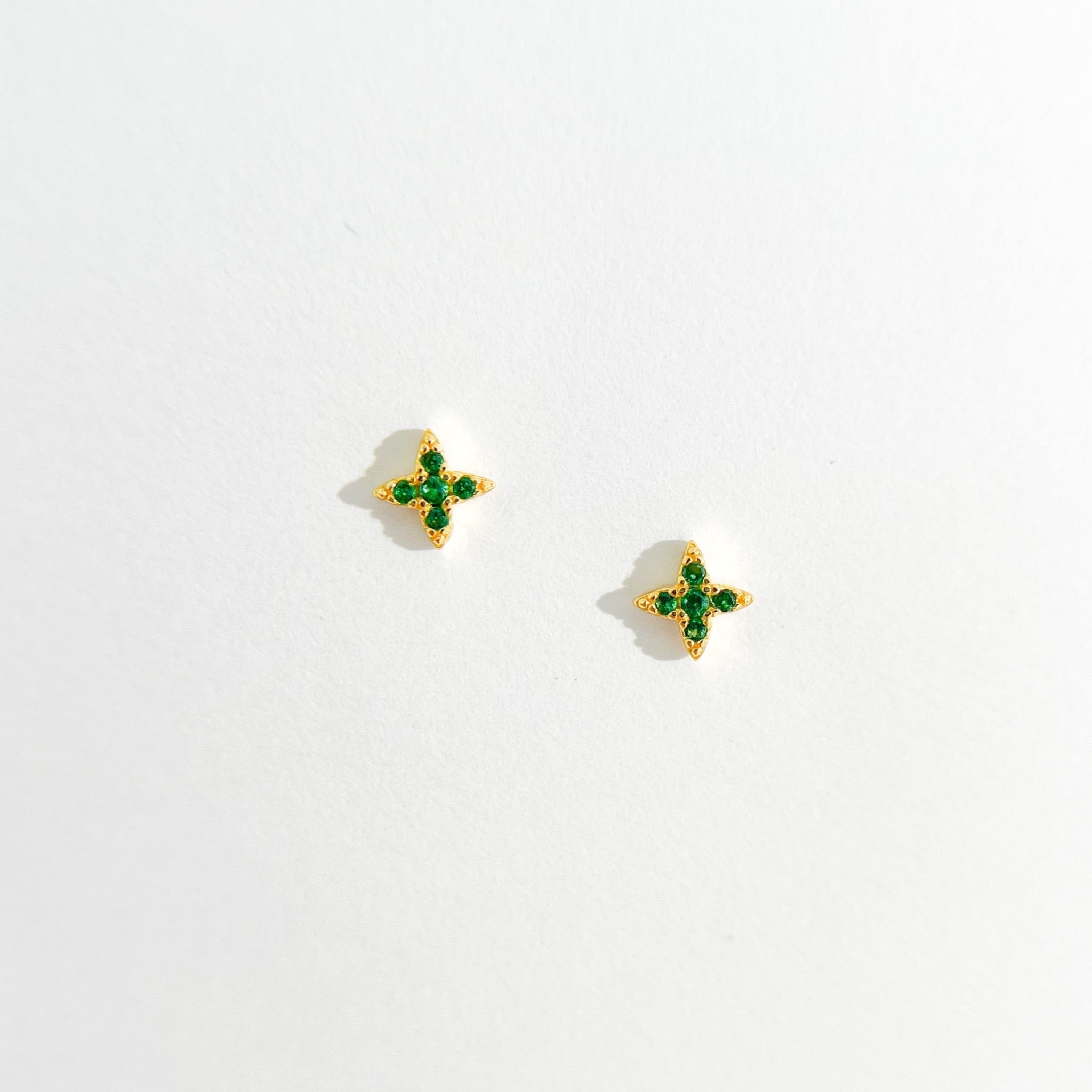 Green Gem Estrella Studs in Gold - Flaire & Co.