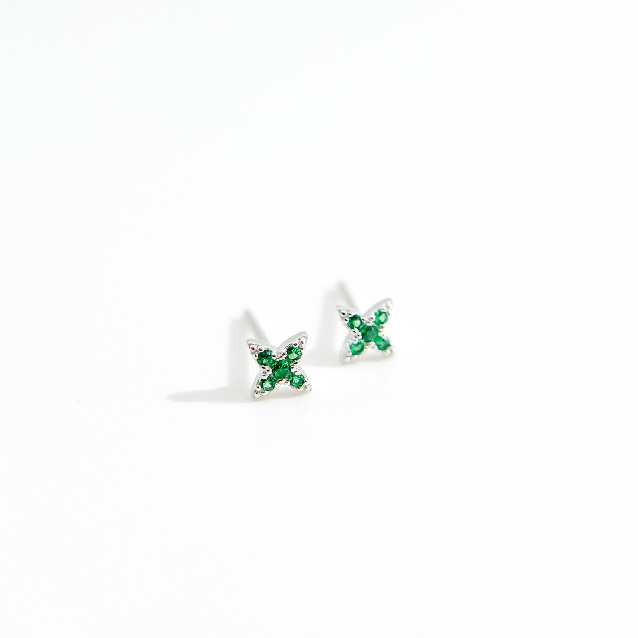 Green Gem Estrella Studs in Silver - Flaire & Co.