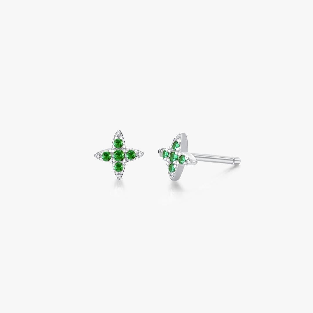 Green Gem Estrella Studs in Silver - Flaire & Co.