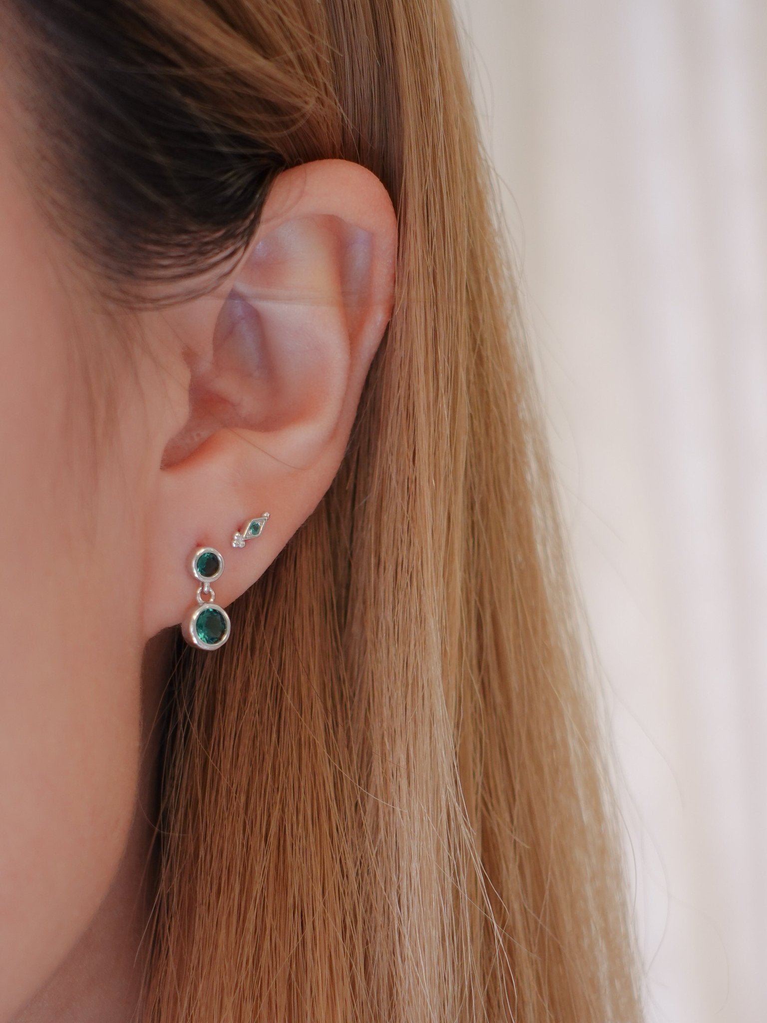 Green Gem Freya Studs in Silver - Flaire & Co.
