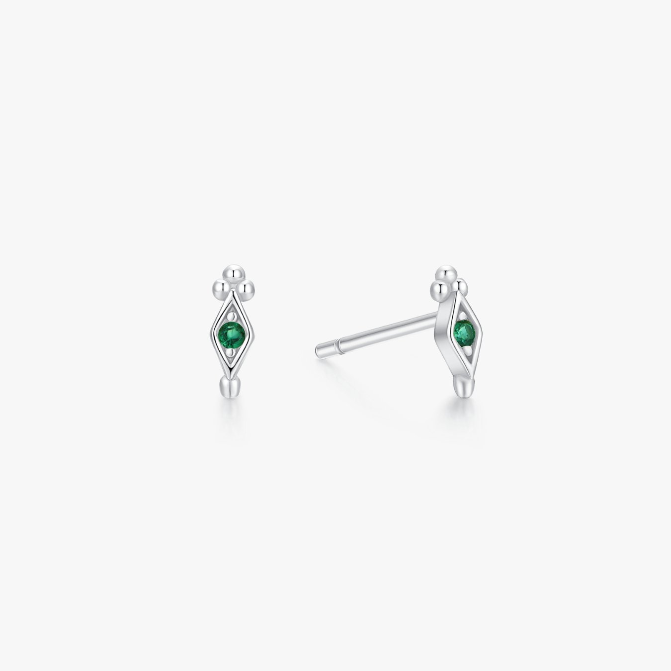 Green Gem Freya Studs in Silver - Flaire & Co.