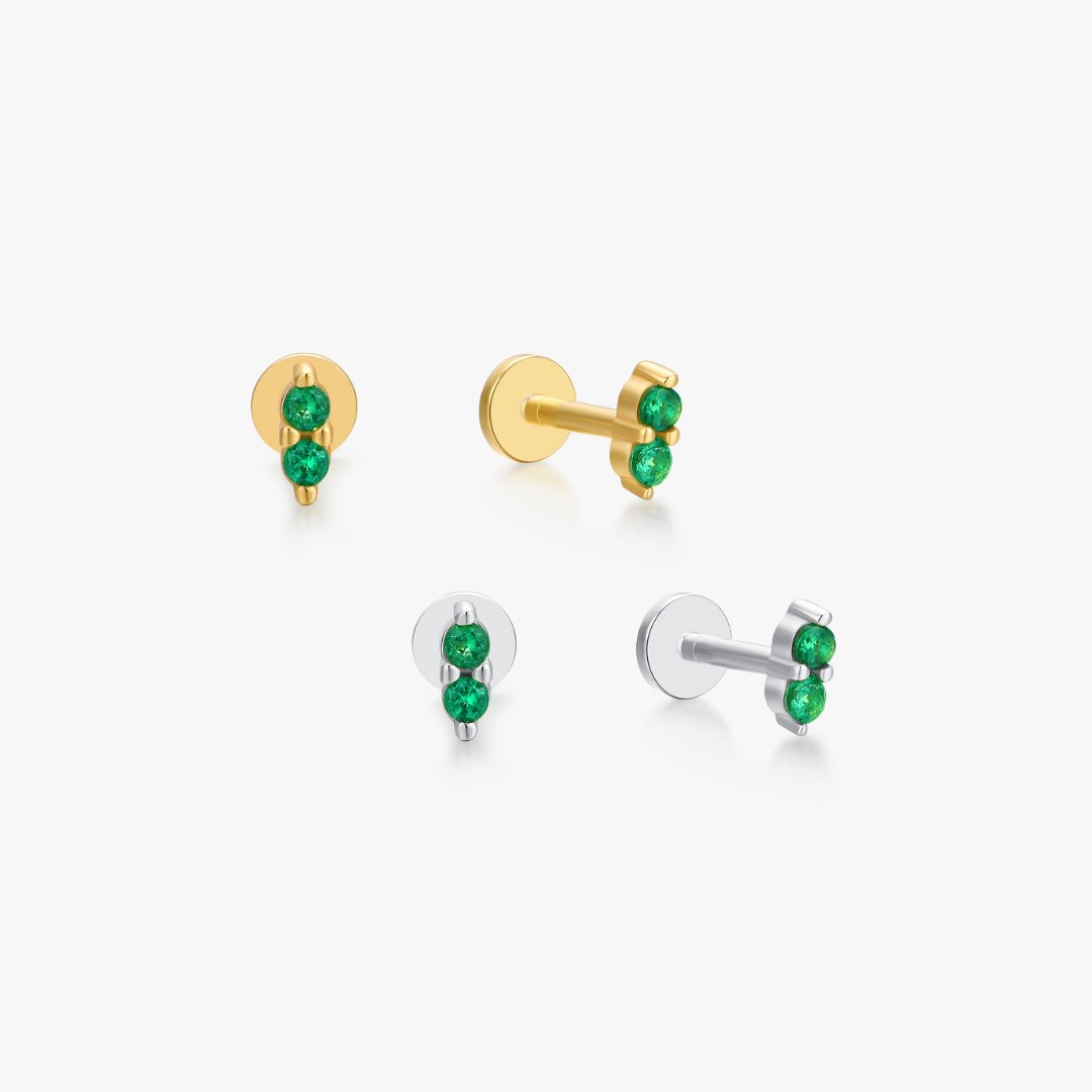 Mini Shimmer Sterling Silver Threadless Flat Back Studs