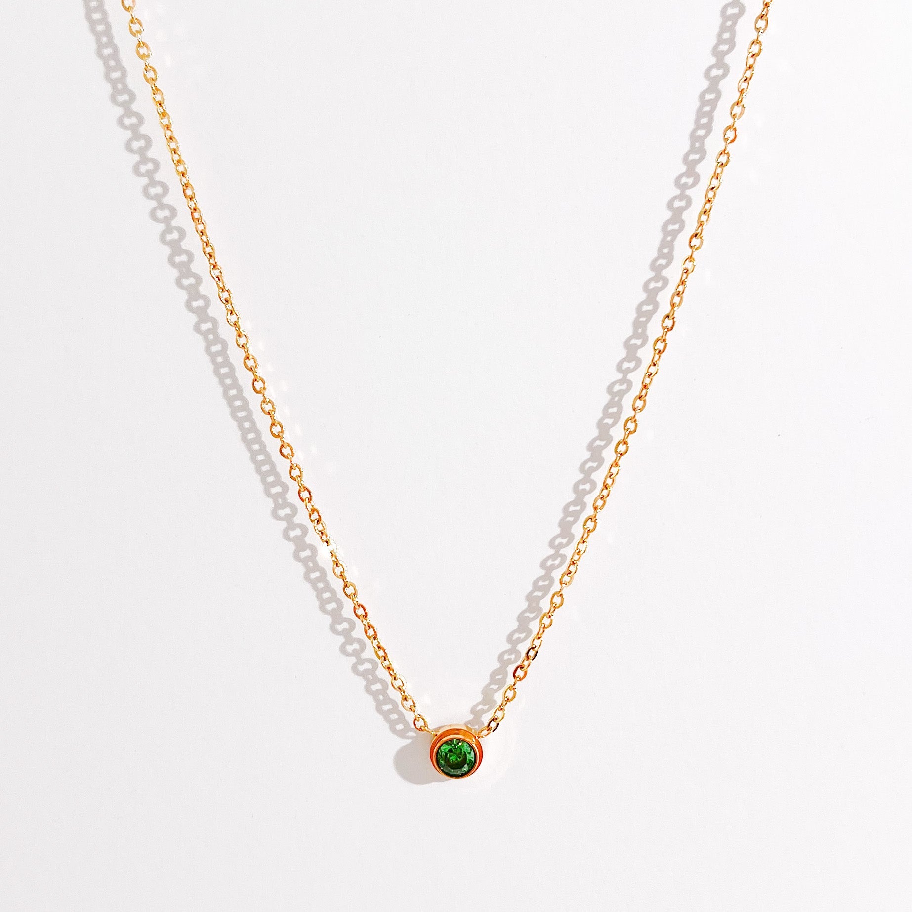 Green Single Gem Necklace in Gold - Flaire & Co.