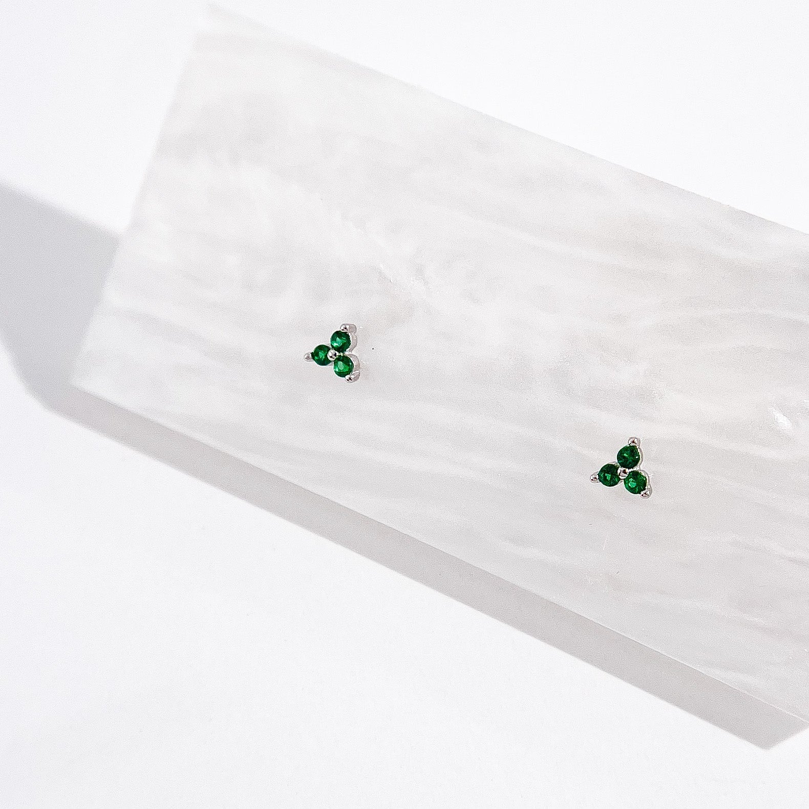 Green Twinkle Studs in Silver - Flaire & Co.