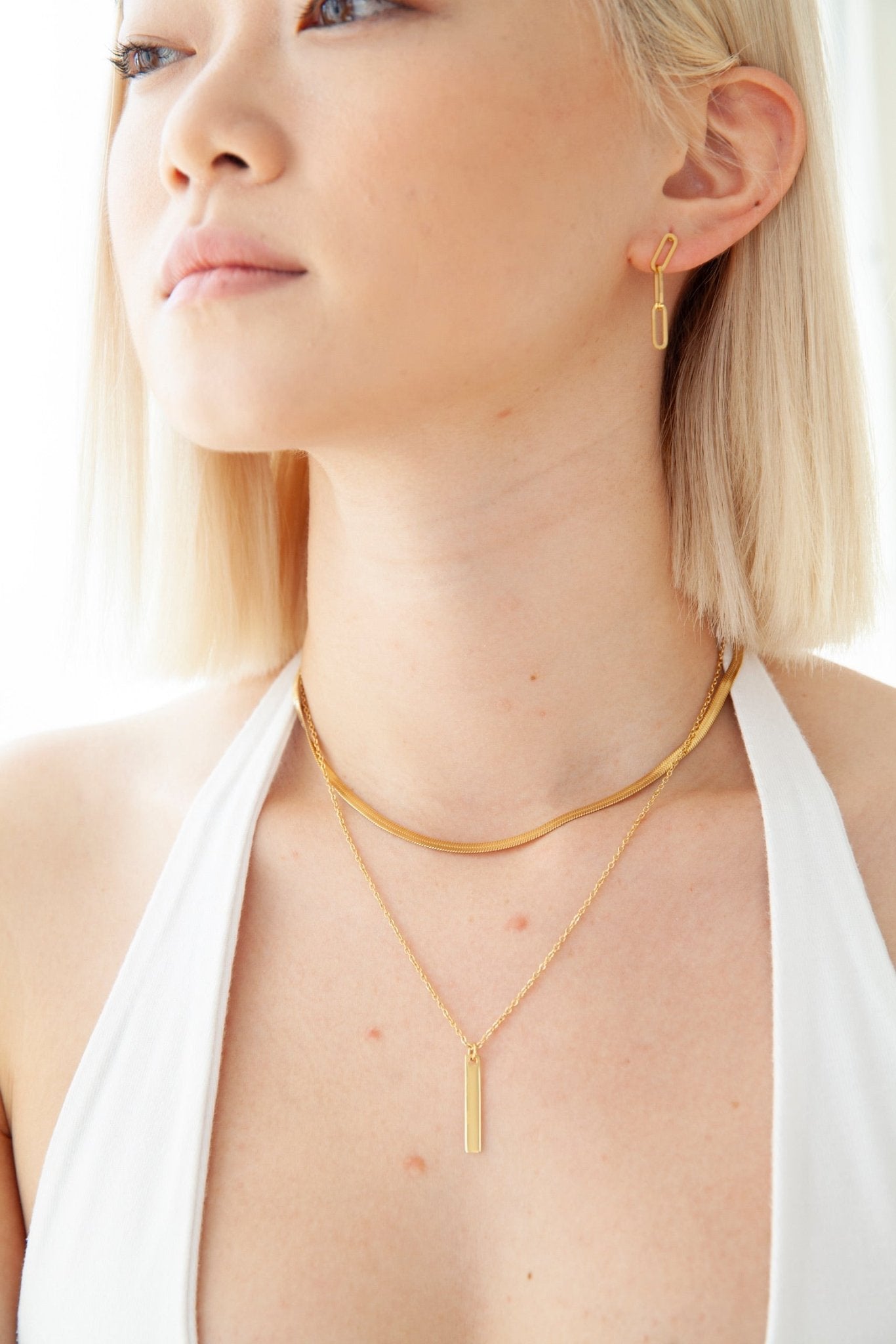 Gwendolyn Gold Herringbone Chain Necklace - Flaire & Co.