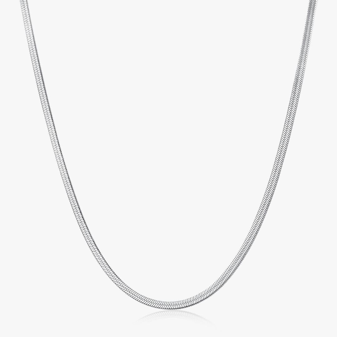 Gwendolyn Silver Herringbone Chain Necklace - Flaire & Co.