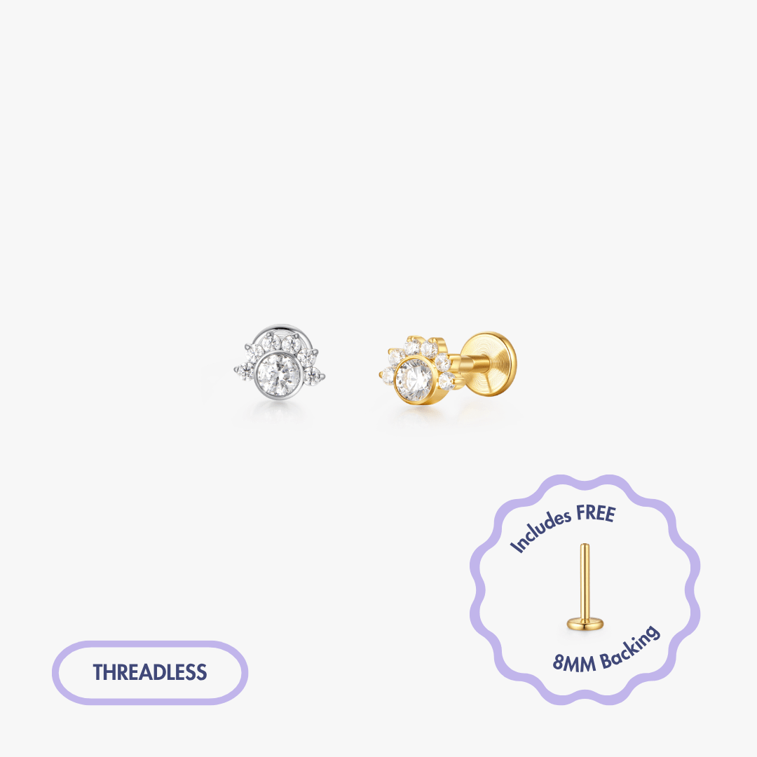 Halo Cluster Titanium Flat Back Stud (Single) - Flaire & Co.