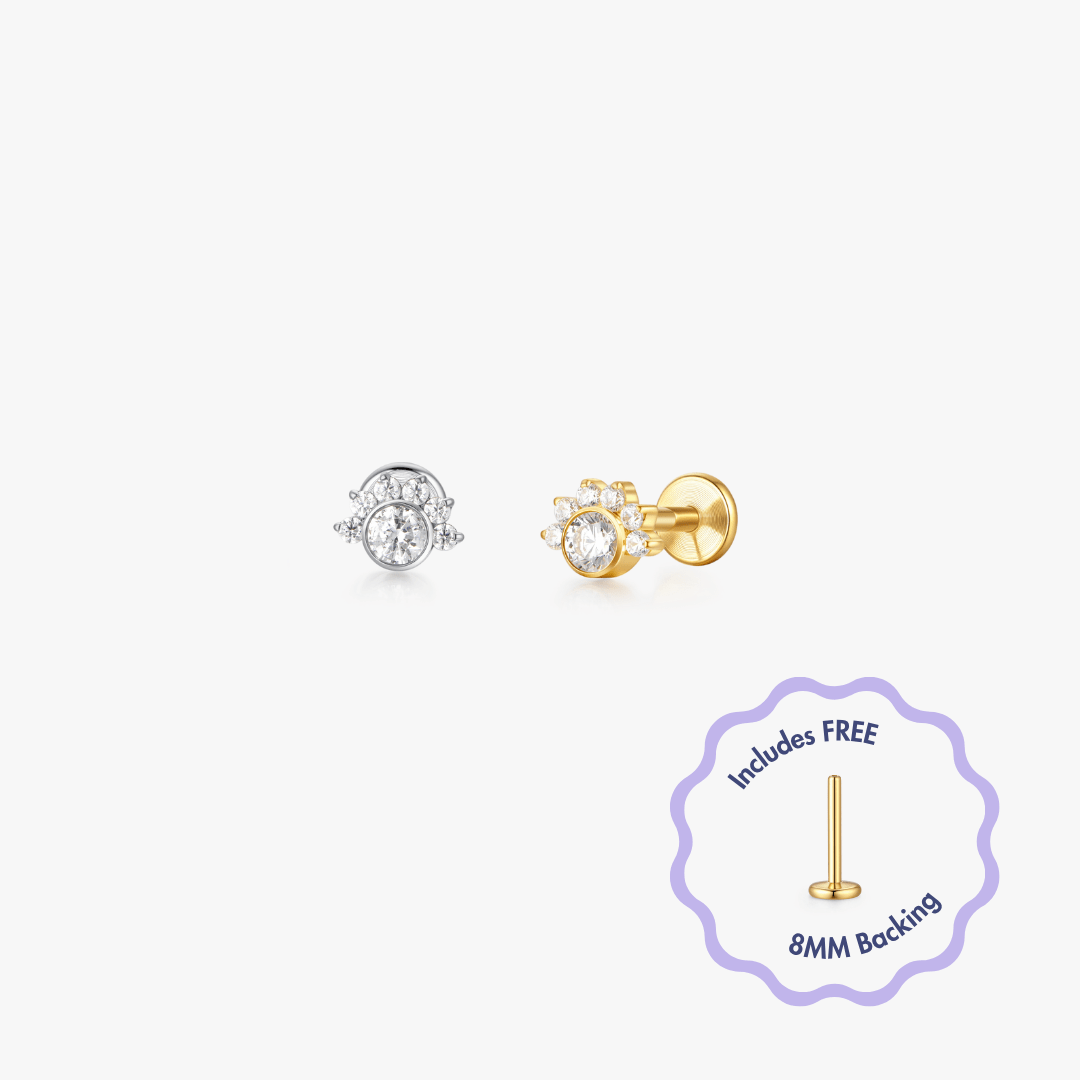 Halo Cluster Titanium Flat Back Stud (Single) - Flaire & Co.