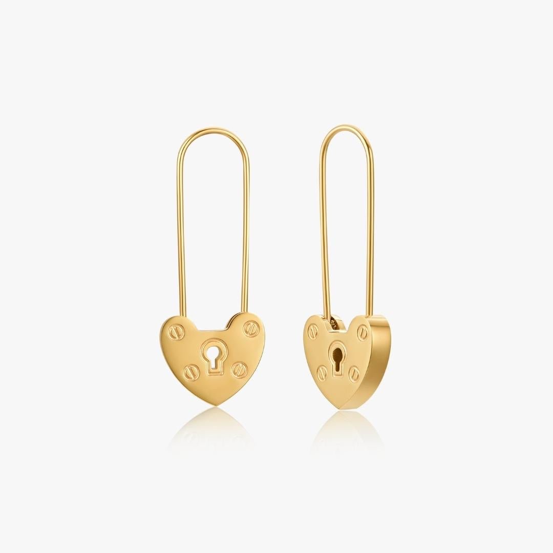 Heart Locket Safety Pin Earrings - Flaire & Co.
