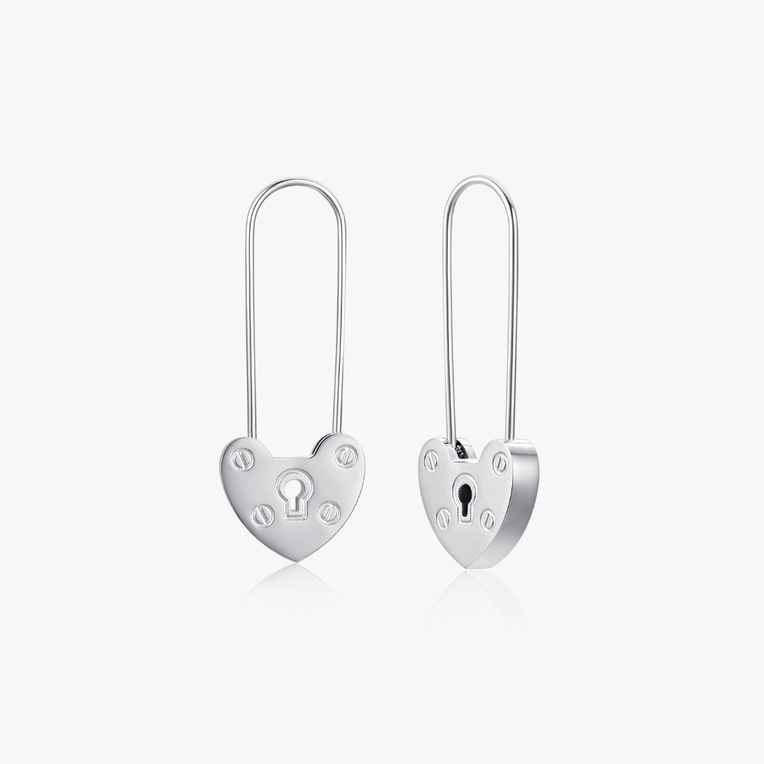 Heart Locket Safety Pin Earrings - Flaire & Co.
