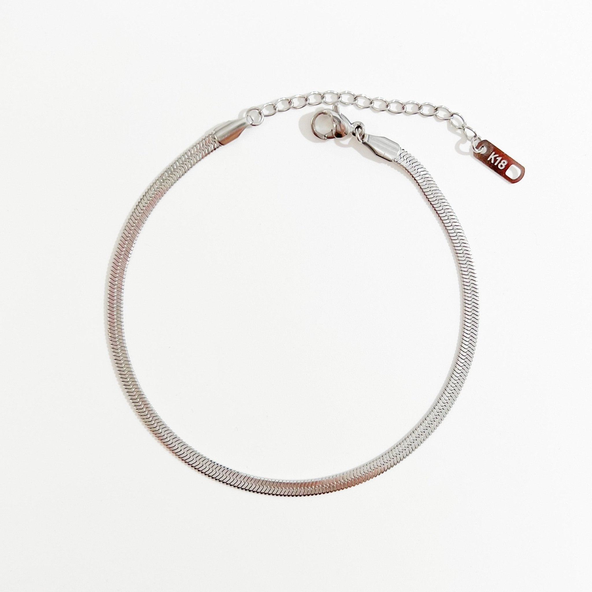 Herringbone Silver Anklet - Flaire & Co.