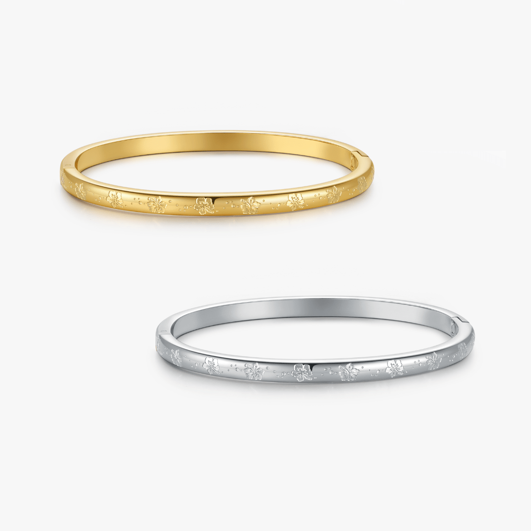 Hibiscus Stacker Cuff Bangle Bracelet - Flaire & Co.
