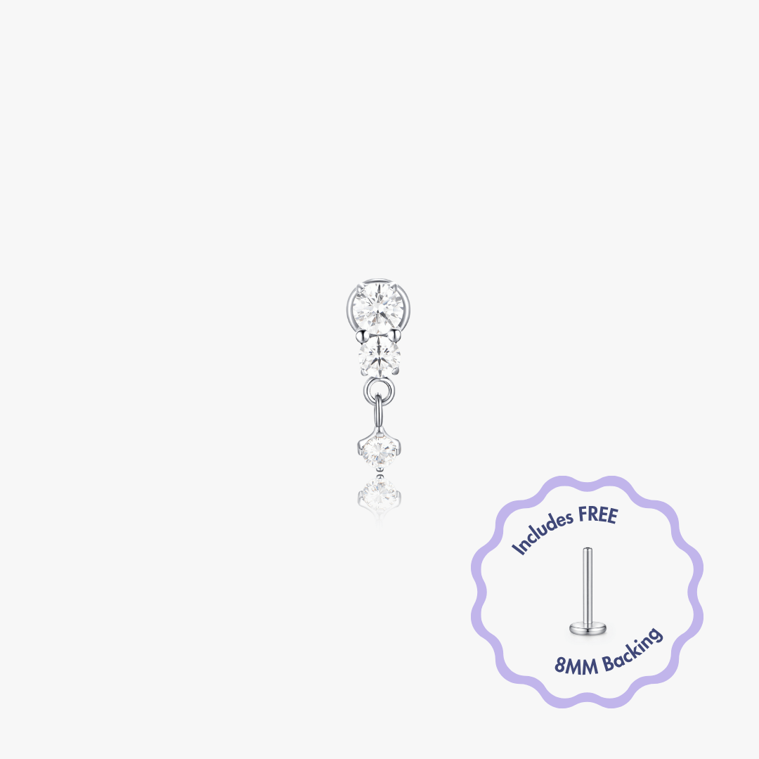 Iris Titanium Flat Back Stud (Single) - Flaire & Co.