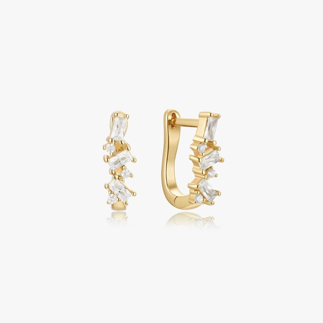 Irregular Gems Huggies in Gold - Flaire & Co.