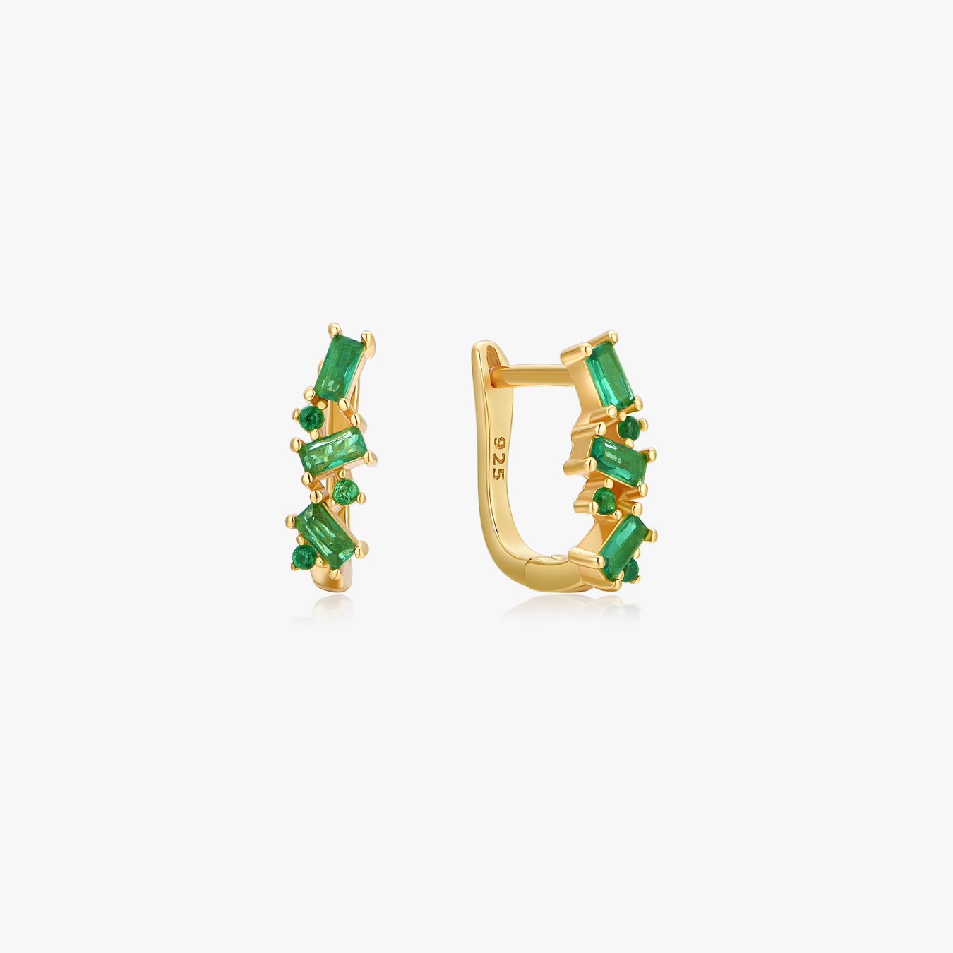 Irregular Green Gems Huggies in Gold - Flaire & Co.