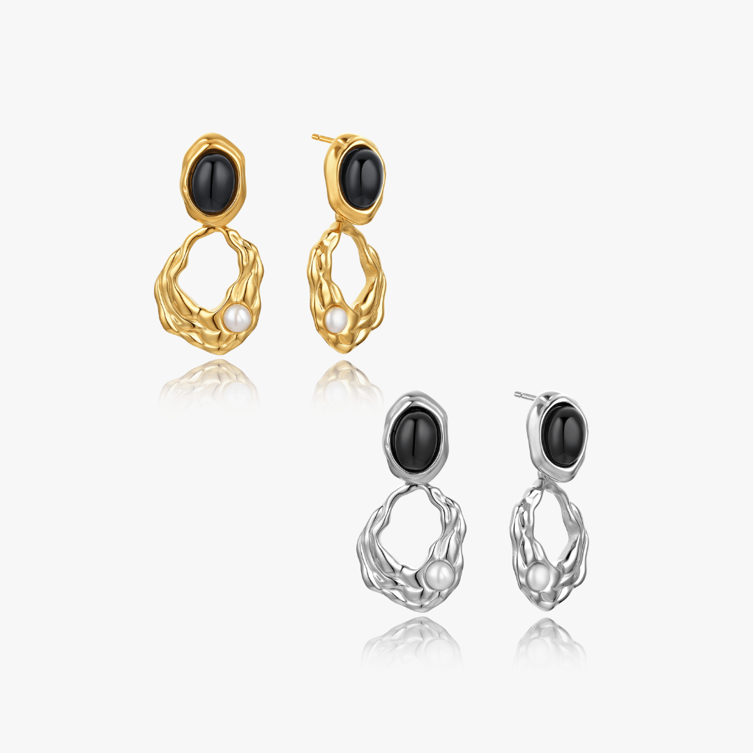 Kaia Molten Drop Earrings With Pearl - Flaire & Co.