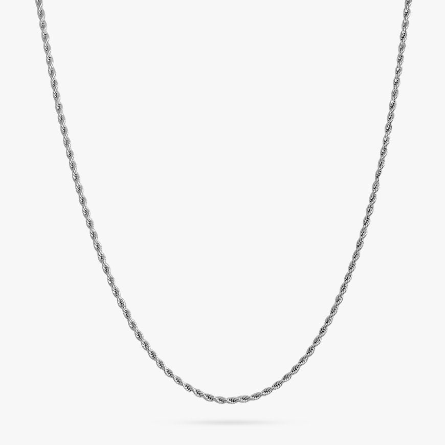 Kassidy Thin Silver Rope Necklace (Unisex) - Flaire & Co.