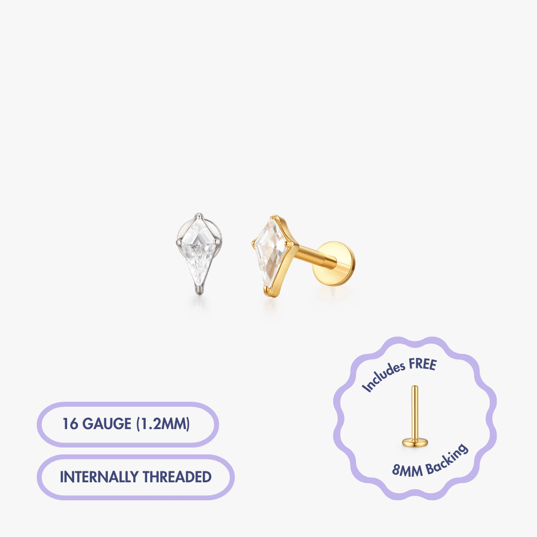 Kite Gem Titanium Flat Back Stud (Single) - Flaire & Co.