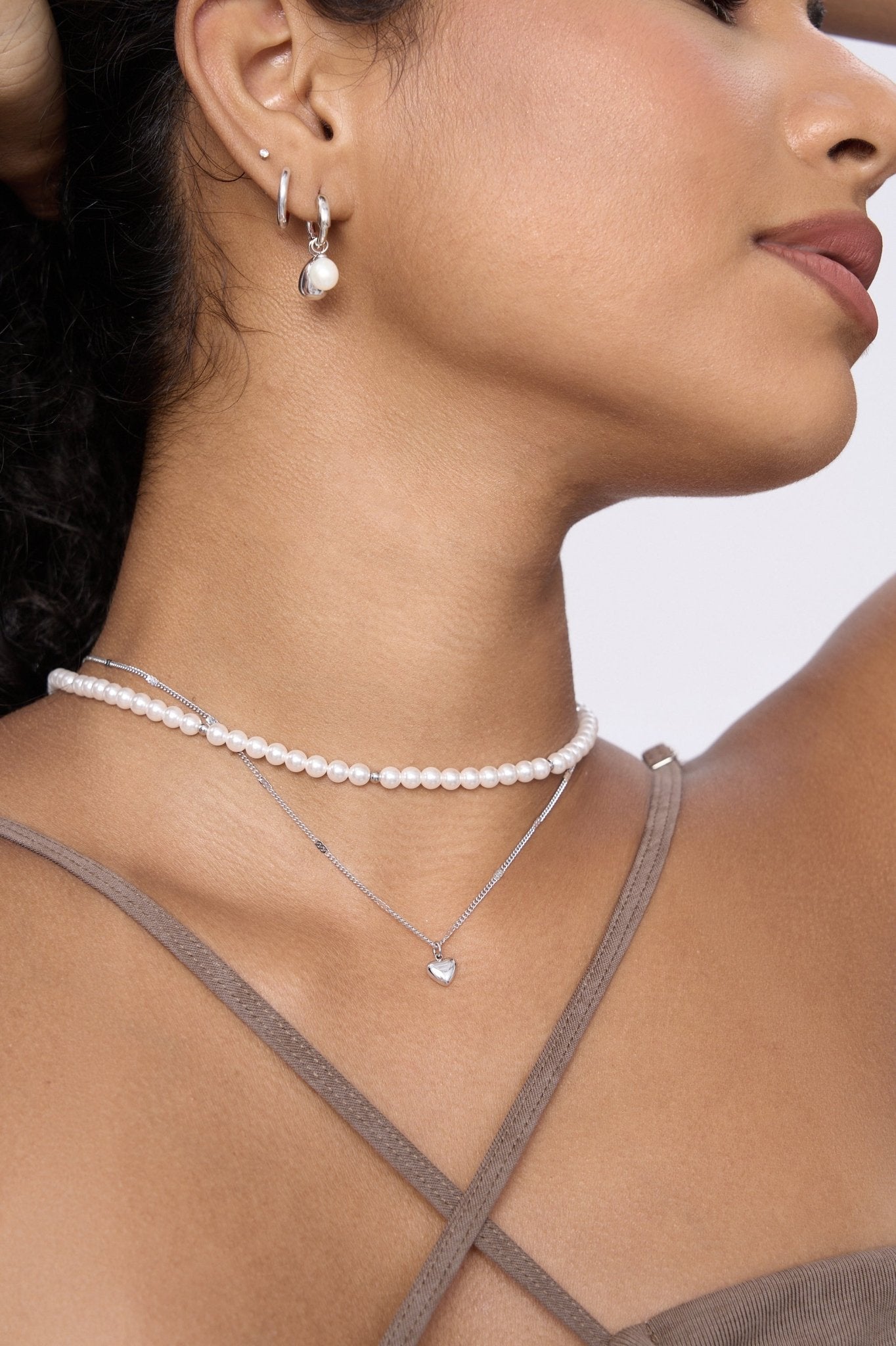 Layered Mini Heart Pearl Necklace - Flaire & Co.