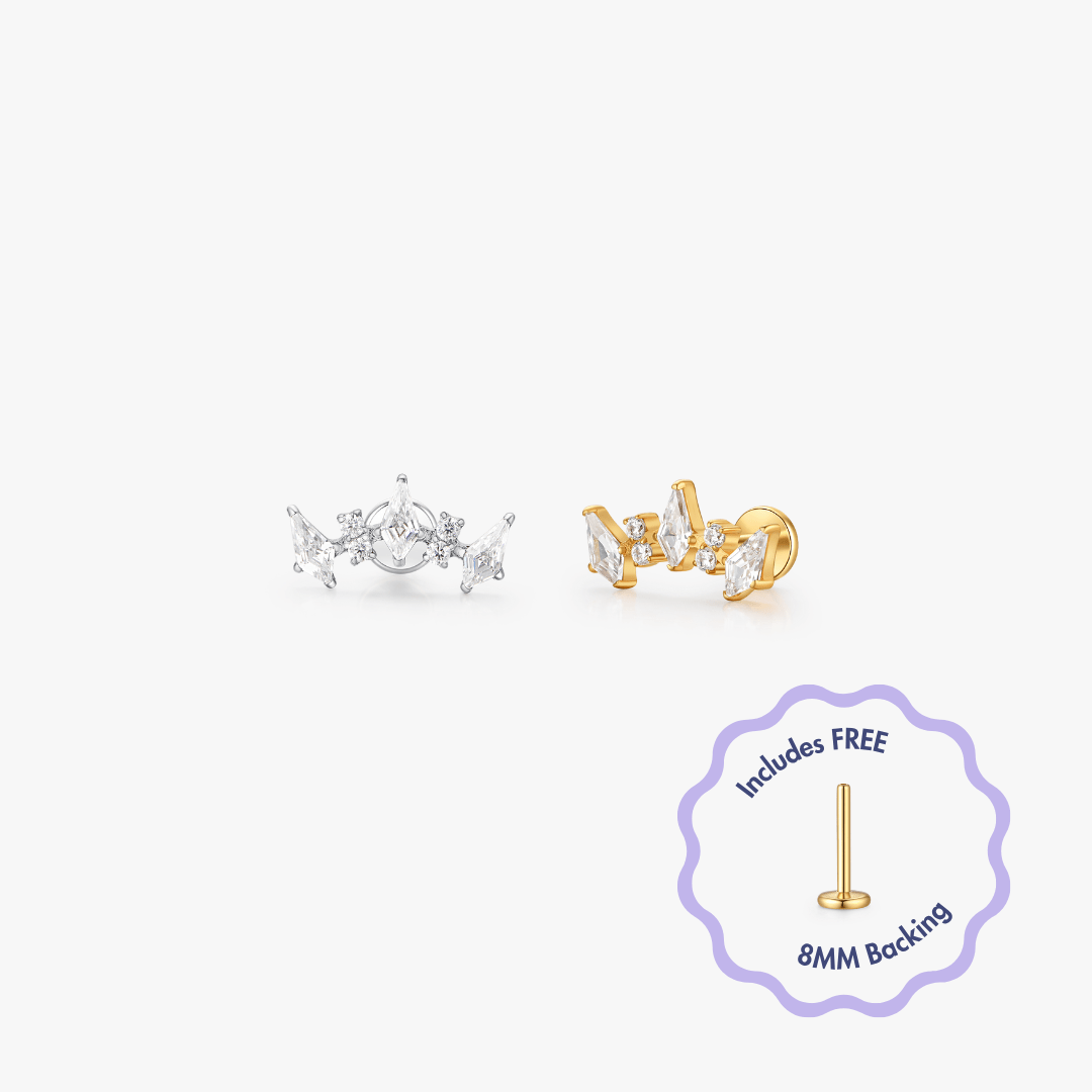 Leah Titanium Flat Back Stud (Single) - Flaire & Co.