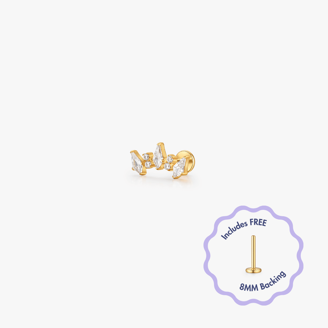 Leah Titanium Flat Back Stud (Single) - Flaire & Co.